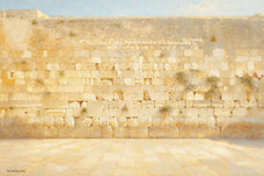 Discover Kotel by Levora Art, a timeless luxury Sukkah mural showcasing the Western Wall in warm Jerusalem stone tones and a soft, luminous painterly finish